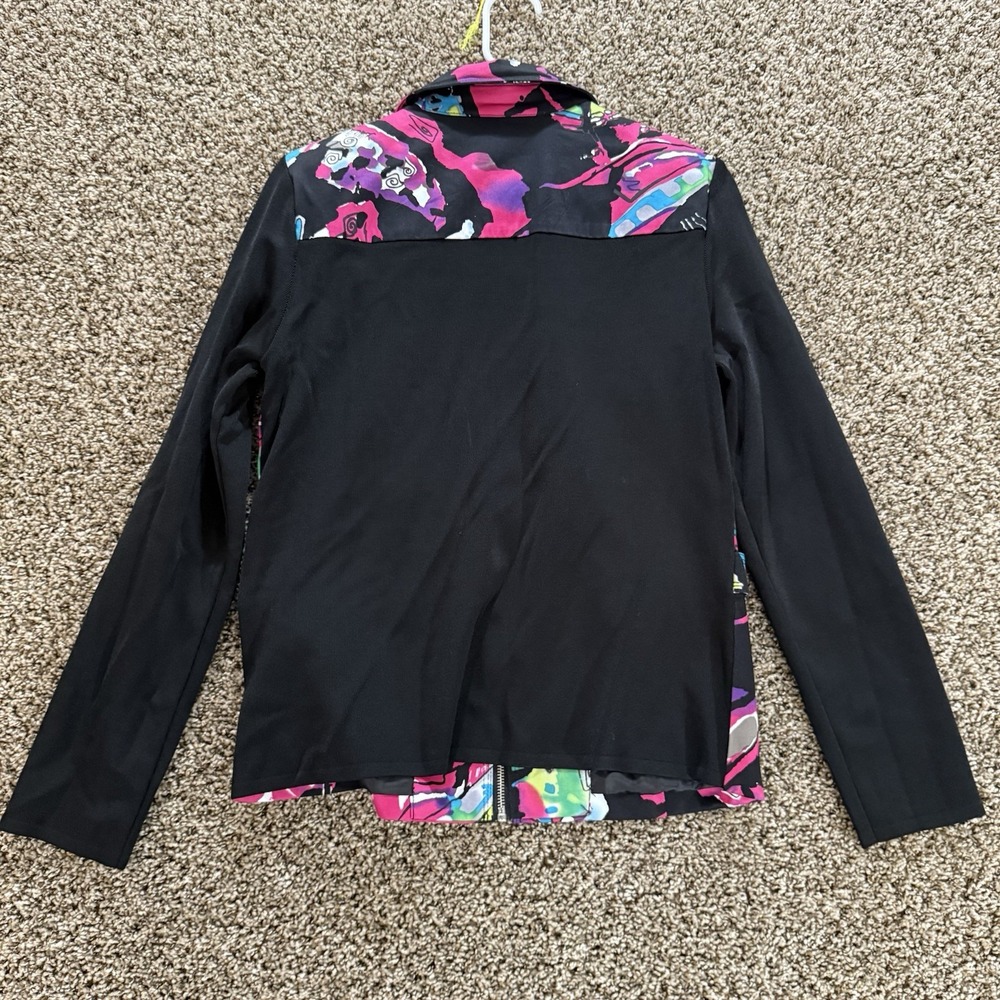 Peter Nygard Womens M Multicolor Abstract Zip Jacket Stretch Knit Sleeves Pocket - Picture 10 of 10